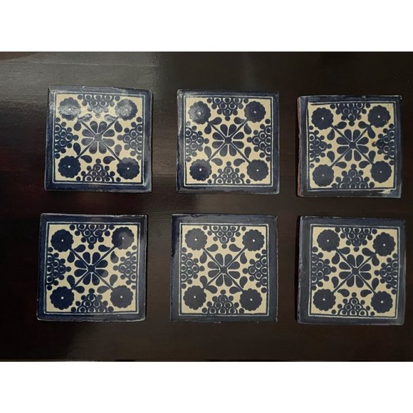 Tiles Artisan Terra Cotta Handmade Glazed Set of 6 - Picture 6 of 12